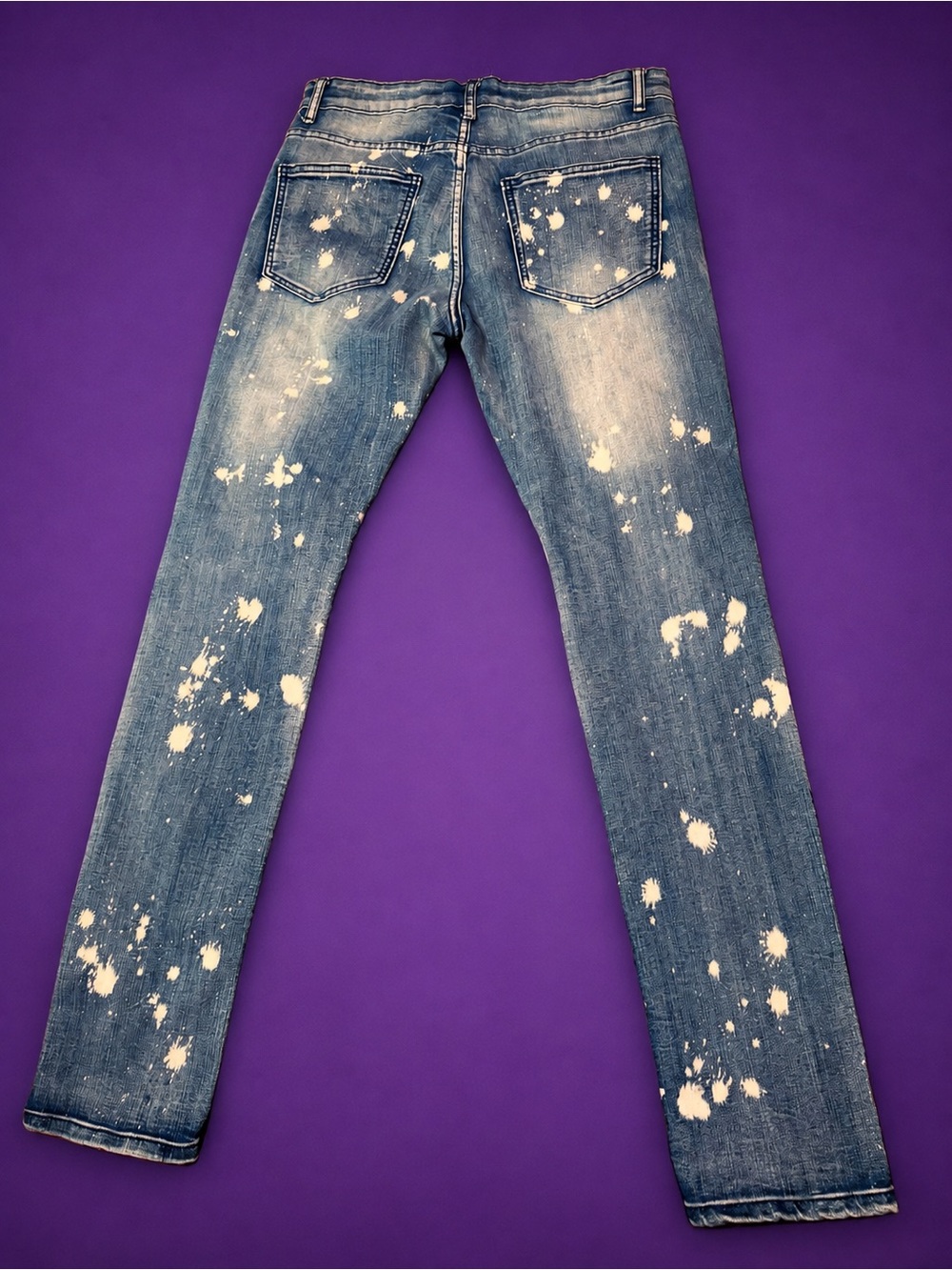 Men's Blue Paint-Splatter Slim Jeans